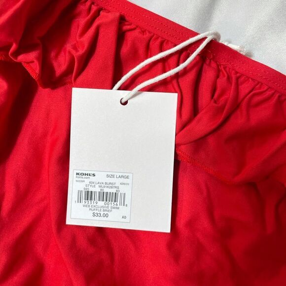 NEW bikini bottom Women's LC Lauren Conrad Ruffle Bikini Bottoms red SZ XL - Picture 5 of 8